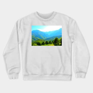 Scenery in Montemonaco with Sibillini mountains in the background and hills in the foreground Crewneck Sweatshirt